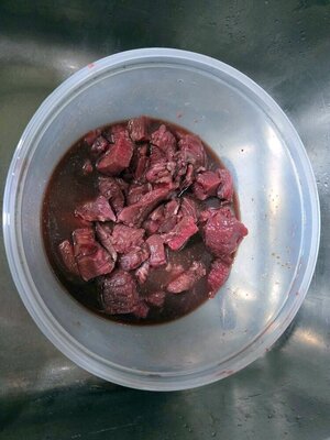 Round steak marinating for stew, 01-10-25.jpg